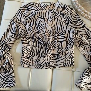 Rachel Zoe Zebra Pattern top Black and Cream